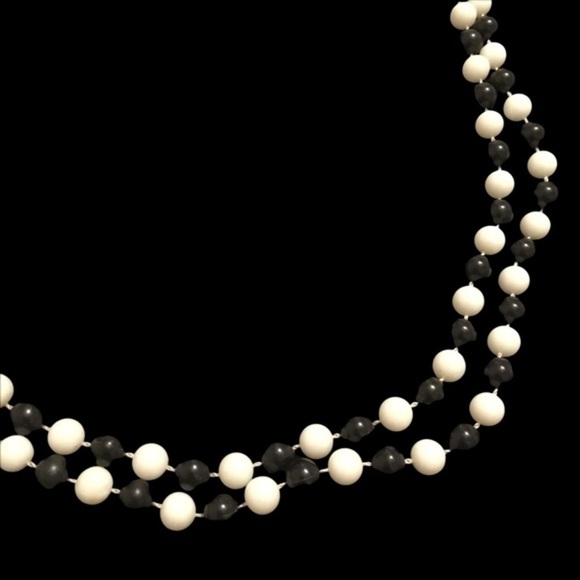 Vintage Black and White Beaded Necklace - Picture 2 of 4
